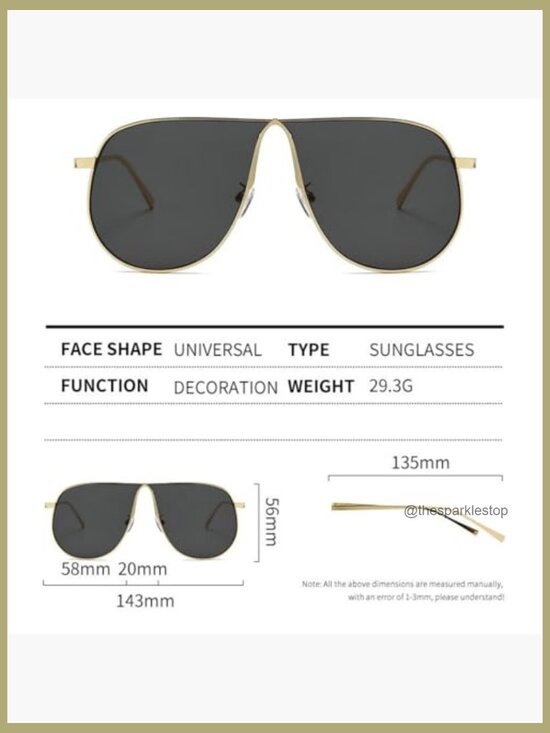 Oversized Pilot Sunglasses Retro Gold Metal Square UV400 Protection main image 7